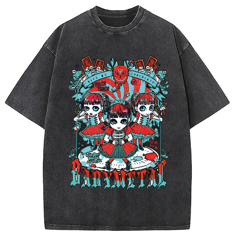 BABYMETAL Japanese Retro Washed T-Shirt Trendy Everyday Casual Outfit Gifts For Besties