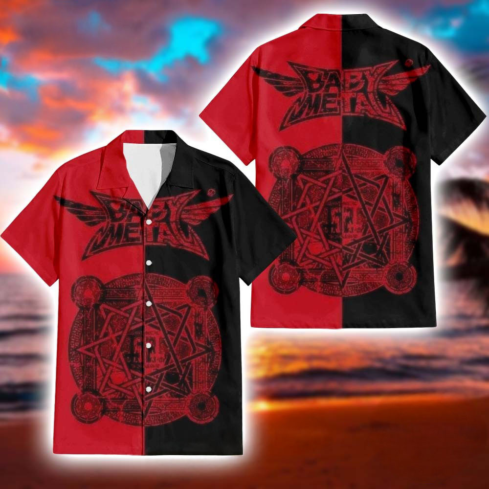 Babymetal Live Night Red And Black Hawaiian Shirt Split Color Tour Merch Gift For Music Fans