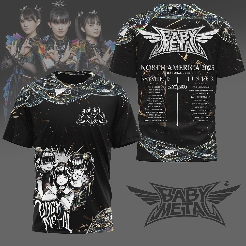 Babymetal North America 2025 Black T-Shirt Best Babymetal Fans Gift For Music Lovers