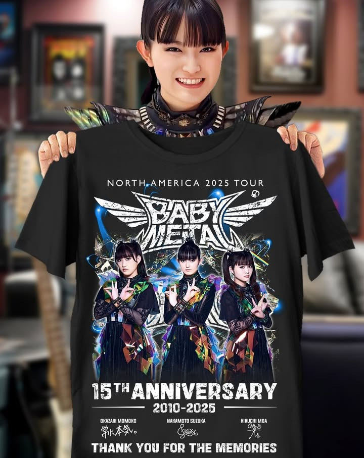 Babymetal North America Tour 2025 Merch T-Shirt 15Th Anniversary Thank You For The Memories