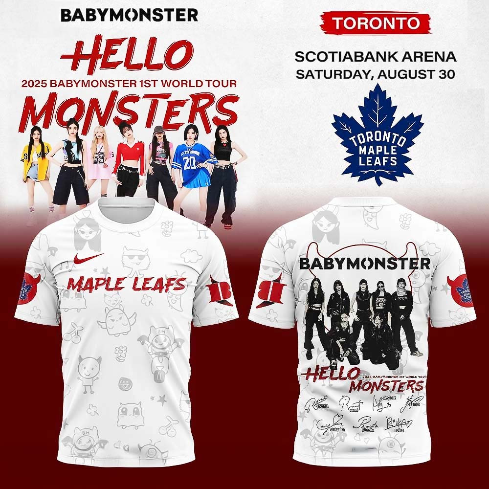 Babymonster 1st World Tour 2025 Toronto Maple Leafs T Shirt Signature Edition Best Gift For Hockey Fans