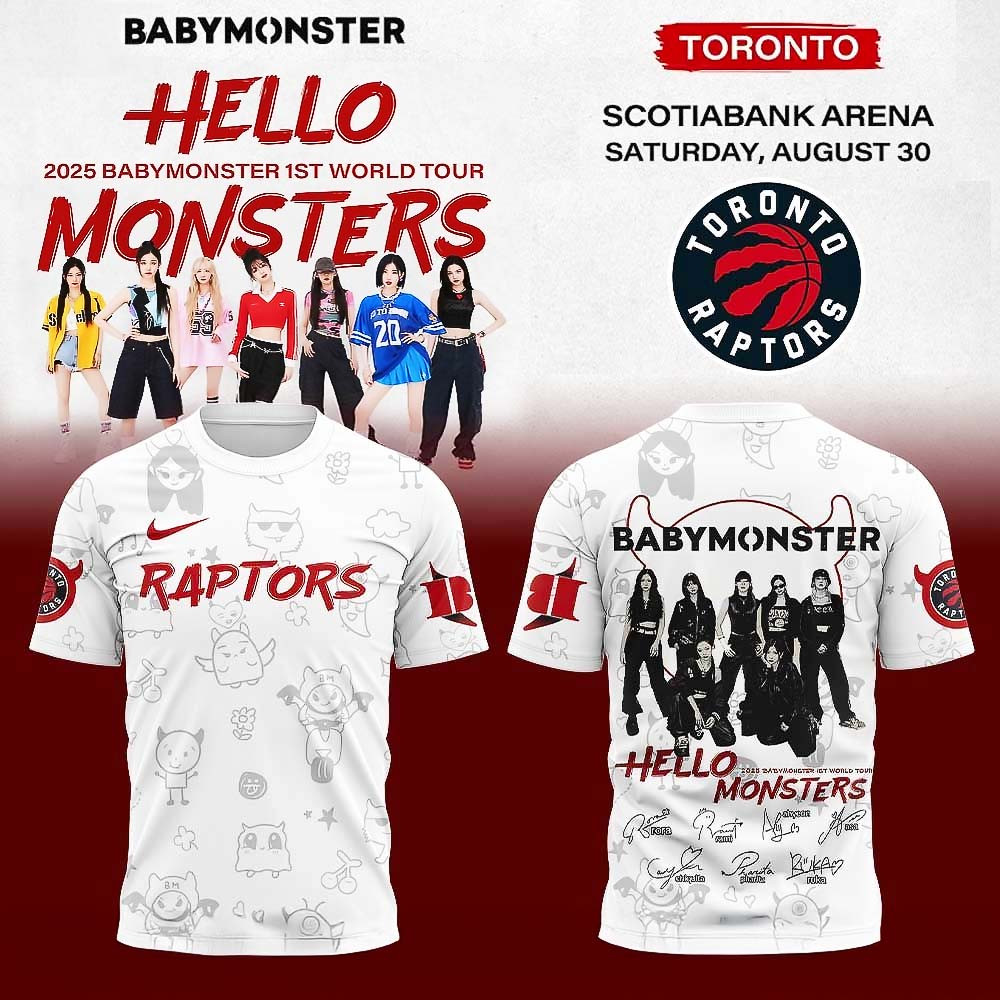 Babymonster 1st World Tour 2025 Toronto Raptors T Shirt Signature Edition Best Gift For Basketball Fans