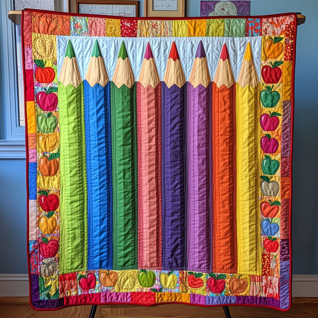 Back to School Brights Quilted Blanket Home Bedding Decor Back To School Gifts For Teachers