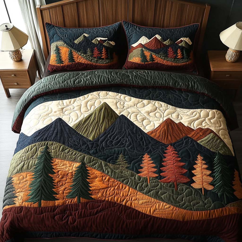 Backwoods Serenity Quilted Bedding Set Bed Decor Christmas Gifts For Nature Lovers