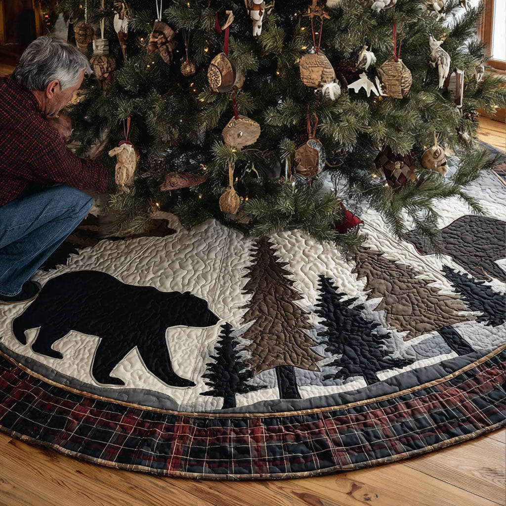 Backwoods Trophy Christmas Quilted Tree Skirt Animal Design Christmas Gifts For Bear Lovers