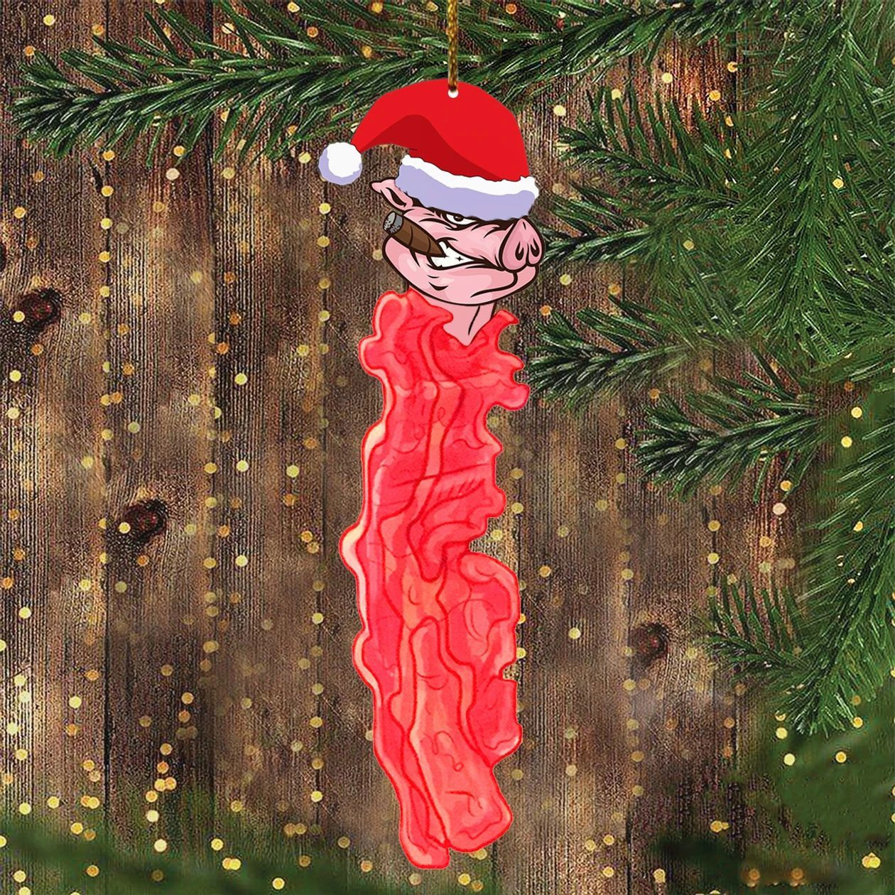 Bacon Christmas Ornament Funny Pig Angry Face Christmas Ornament Funny Gift For Pig Lover