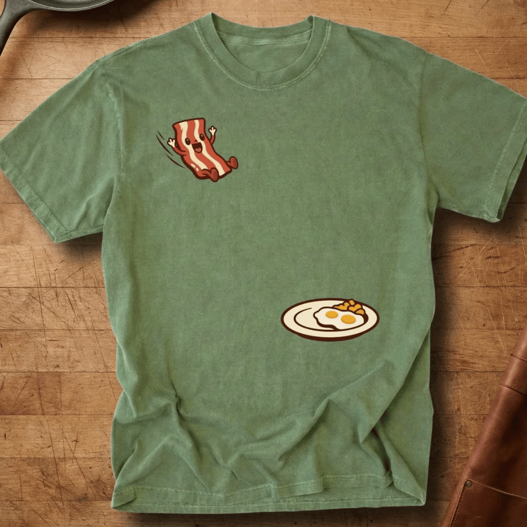 Bacon Jumping To Eggs T-Shirt Funny Breakfast Characters Merchandise Gift For Him