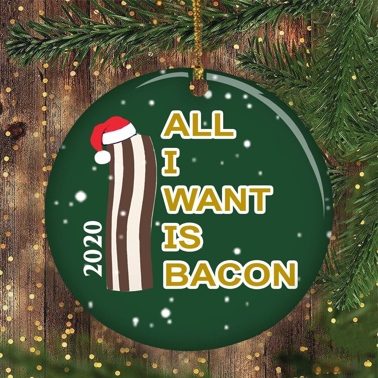 Bacon Ornament, I Love Bacon Christmas Ornament, All I Want is Bacon Glass Ornament Gift