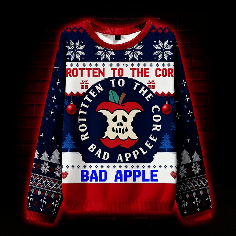 Bad Apple Rotten To The Cor Ugly Christmas Sweater Funny Xmas Presents For Couple