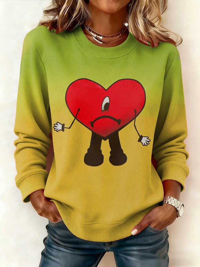 Bad Bunny 2026 Tour Merch Heart Graphic Sweatshirt Bad Bunny Clothing Line