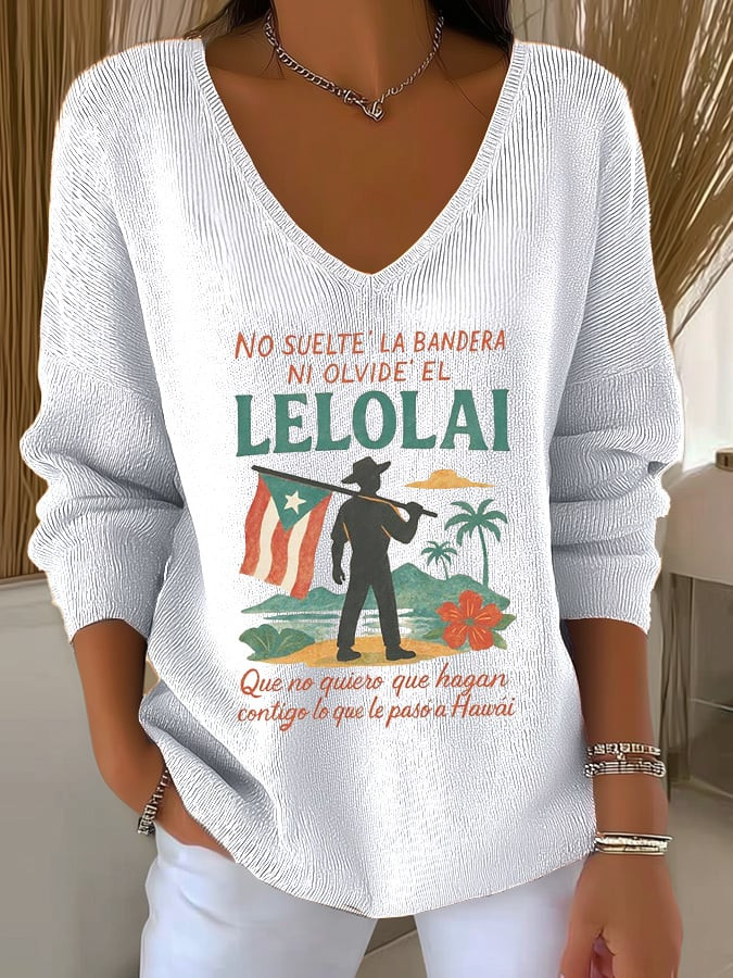 Bad Bunny 2026 Tour Merch Puerto Rican Pride V-Neck Long Sleeve Dtmf Album Gifts For Her