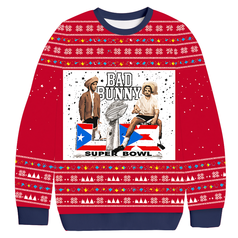 Bad Bunny Benito Bowl Christmas Ugly Sweatshirt Christmas Party Novelty Sweater Gift Ideas