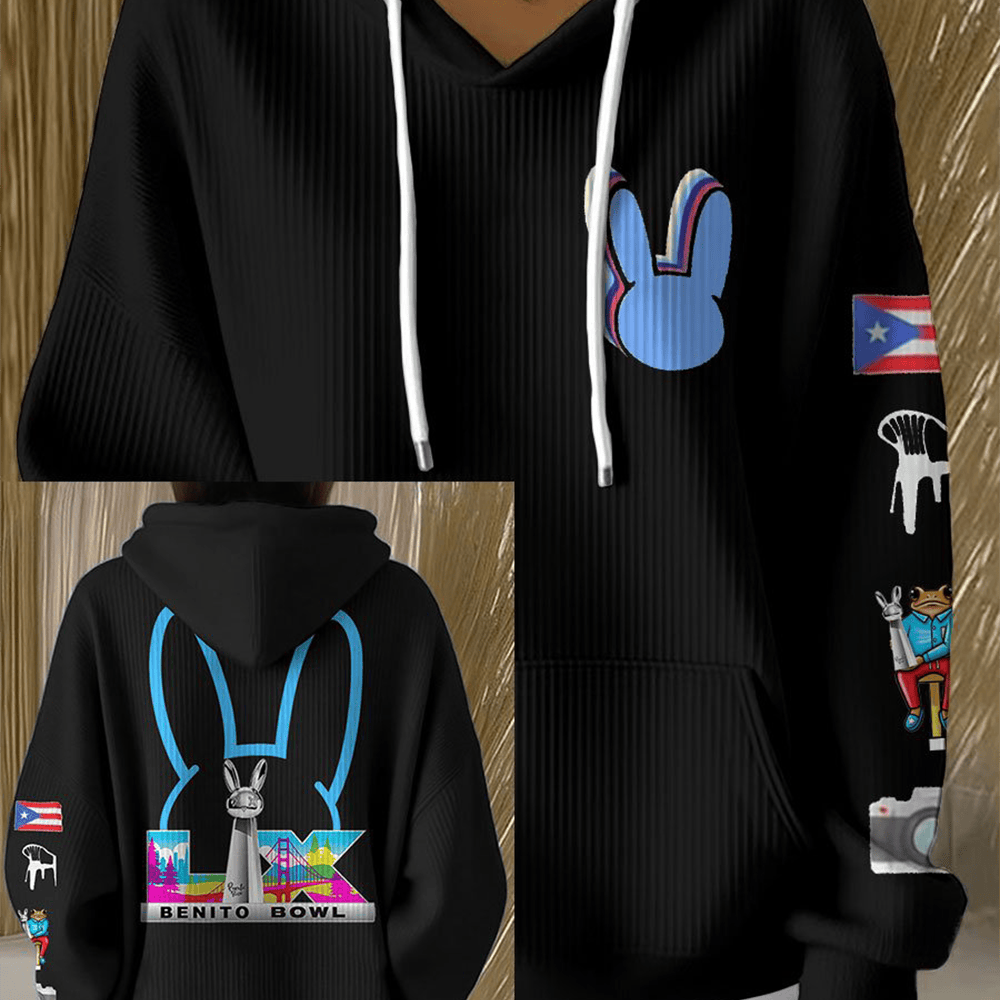 Bad Bunny Benito Bowl LX Frog Hoodie Bad Bunny Super Bowl Hooded Sweatshirt
