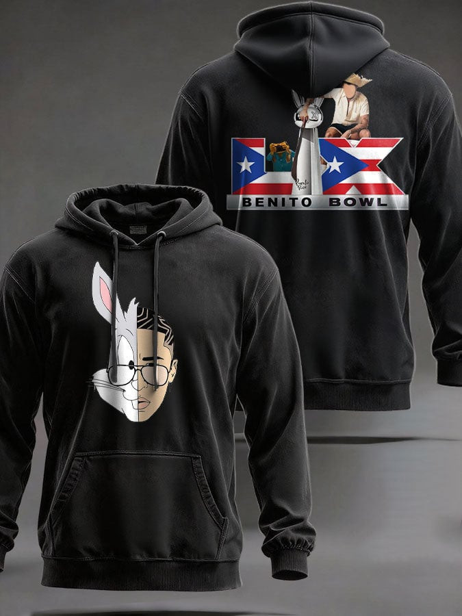 Bad Bunny Concert Merch Benito Bowl LX Hooded Sweatshirt Great Gifts For Husband
