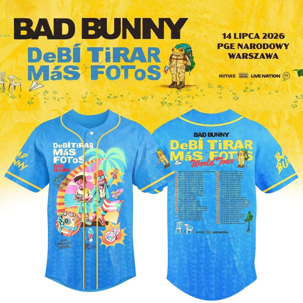 Bad Bunny Debi Tirar Mas Fotos World Tour 2026 Baseball Jersey Baseball Themed Gifts