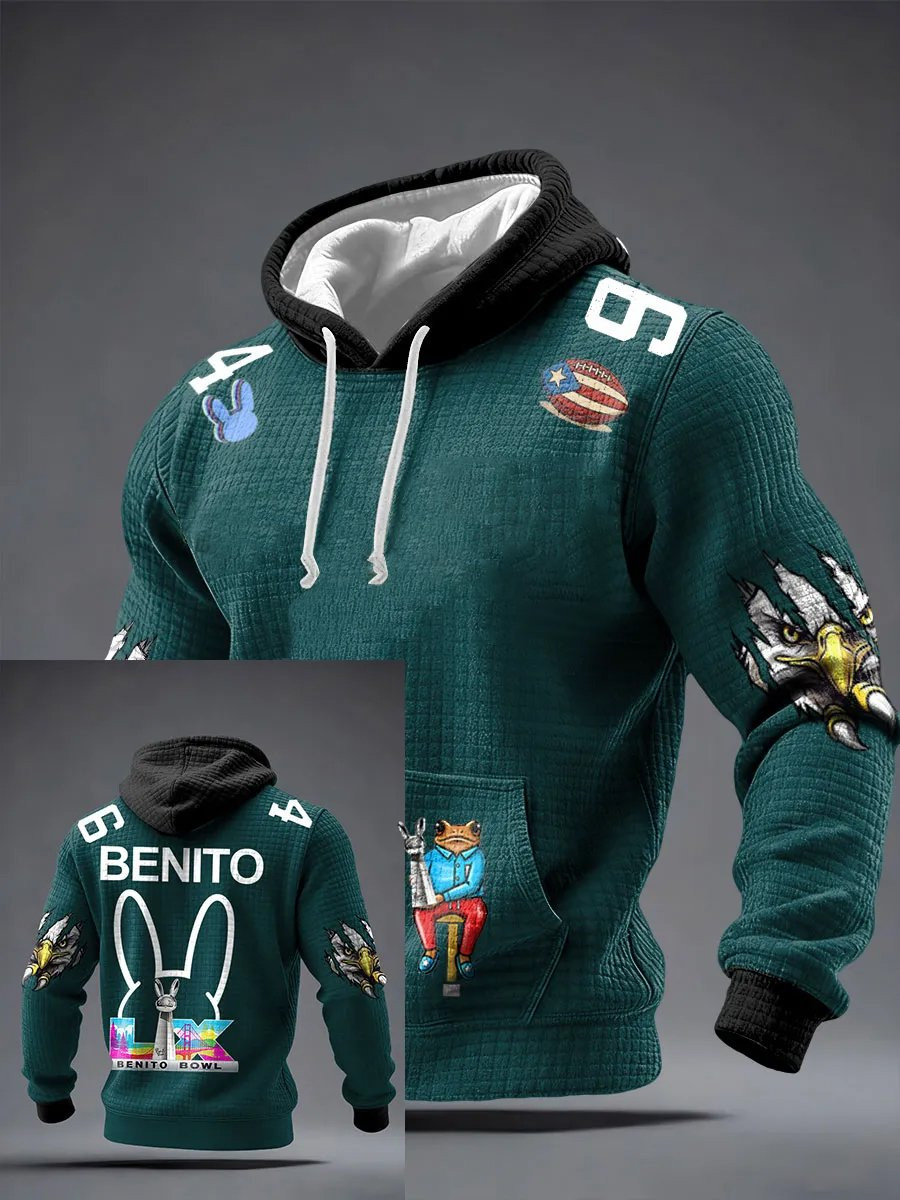 Bad Bunny Frog Mech Eagle Graphic Hoodie Bad Bunny Halftime Show Apparel