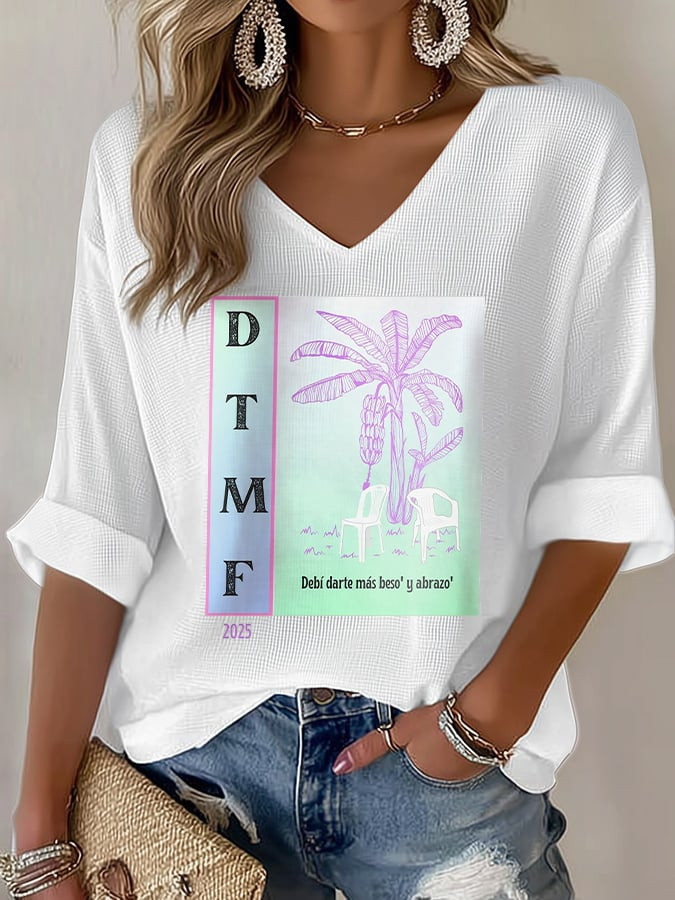 Bad Bunny Halftime Show Merch DTMF V-Neck Long Sleeve Shirt Best Gifts For Football Lovers