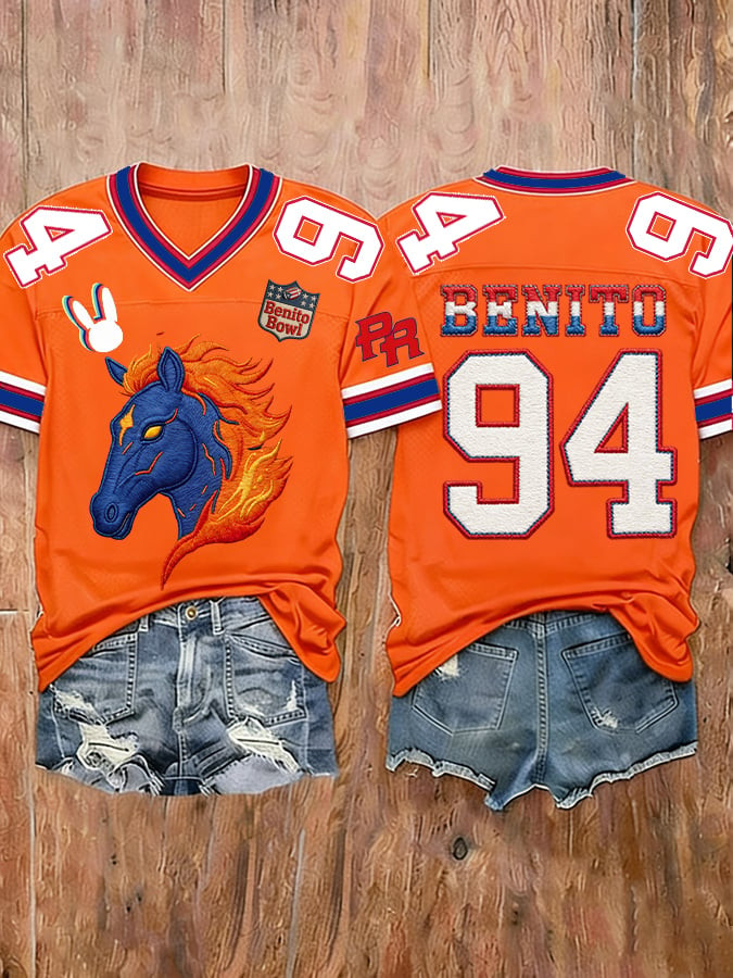 Bad Bunny Halftime Show Merch Horse Benito 94 V-Neck Shirt Best Gifts For Her