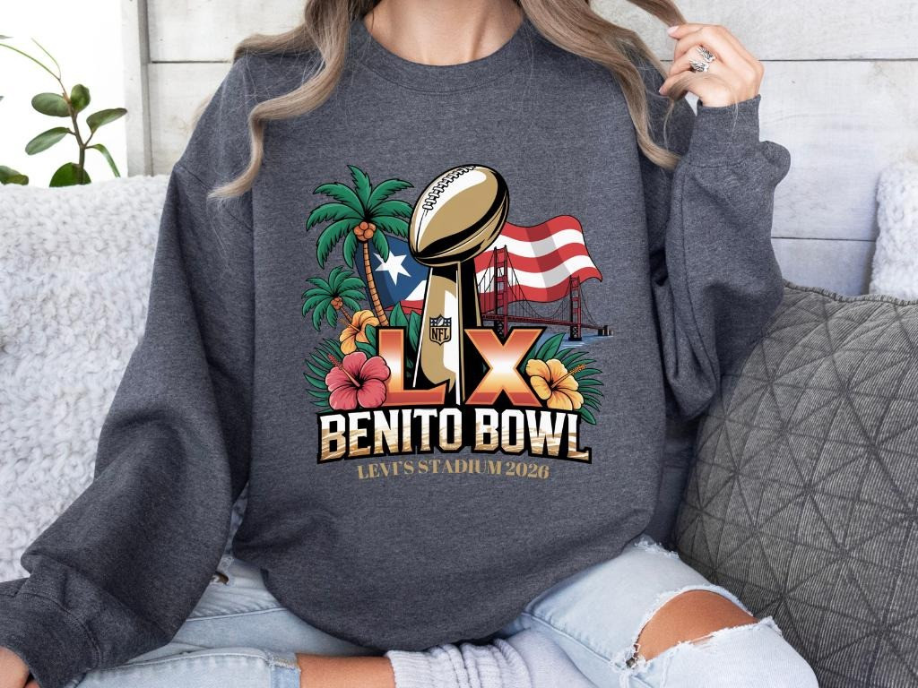 Bad Bunny Merch Benito Bowl LX 2026 Sweatshirt Halftime Show Clothing Gifts For Girlfriend
