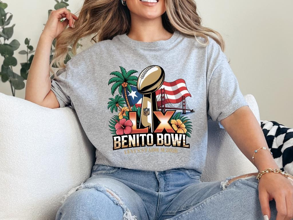 Bad Bunny Merch Benito Bowl LX Shirt Super Bowl Bad Bunny Clothing Gifts For Girlfriend