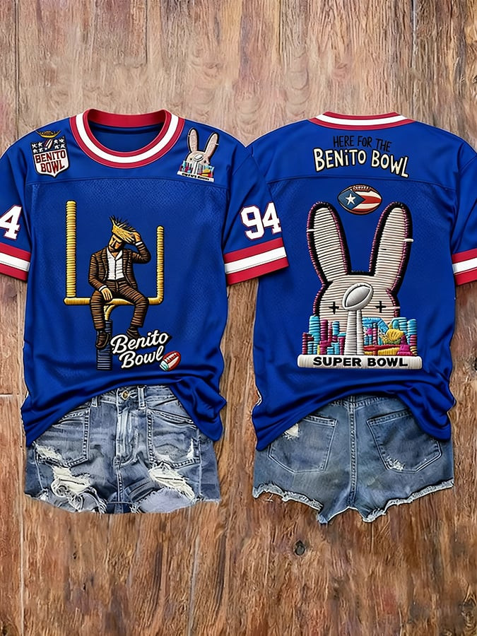 Bad Bunny Merch Here For The Benito Bowl LX T-Shirt Football Player Gift Ideas