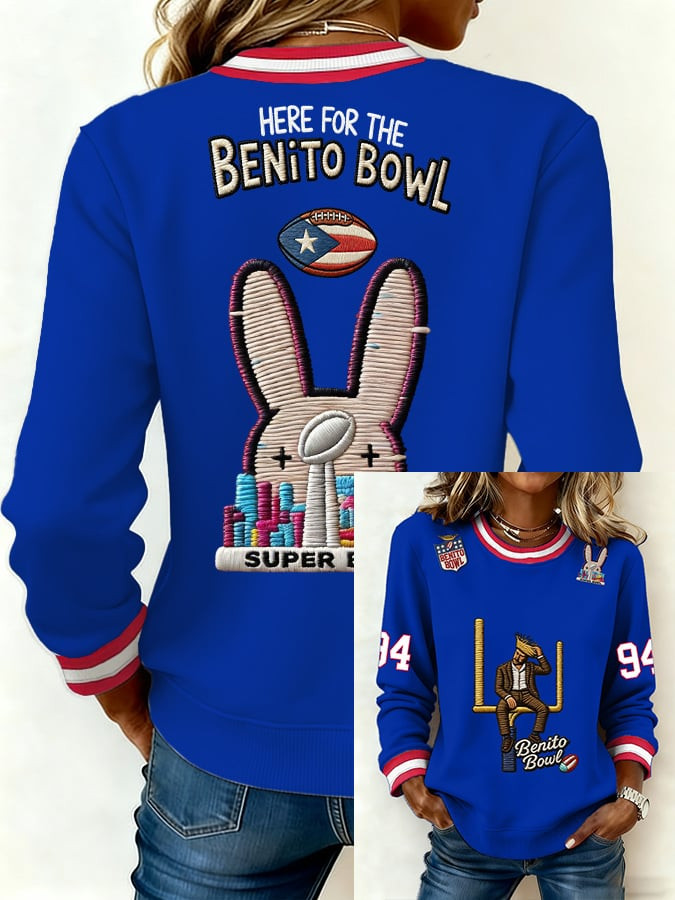 Bad Bunny Merch Here For The Benito Bowl Sweatshirt Benito Bowl Gifts For Her