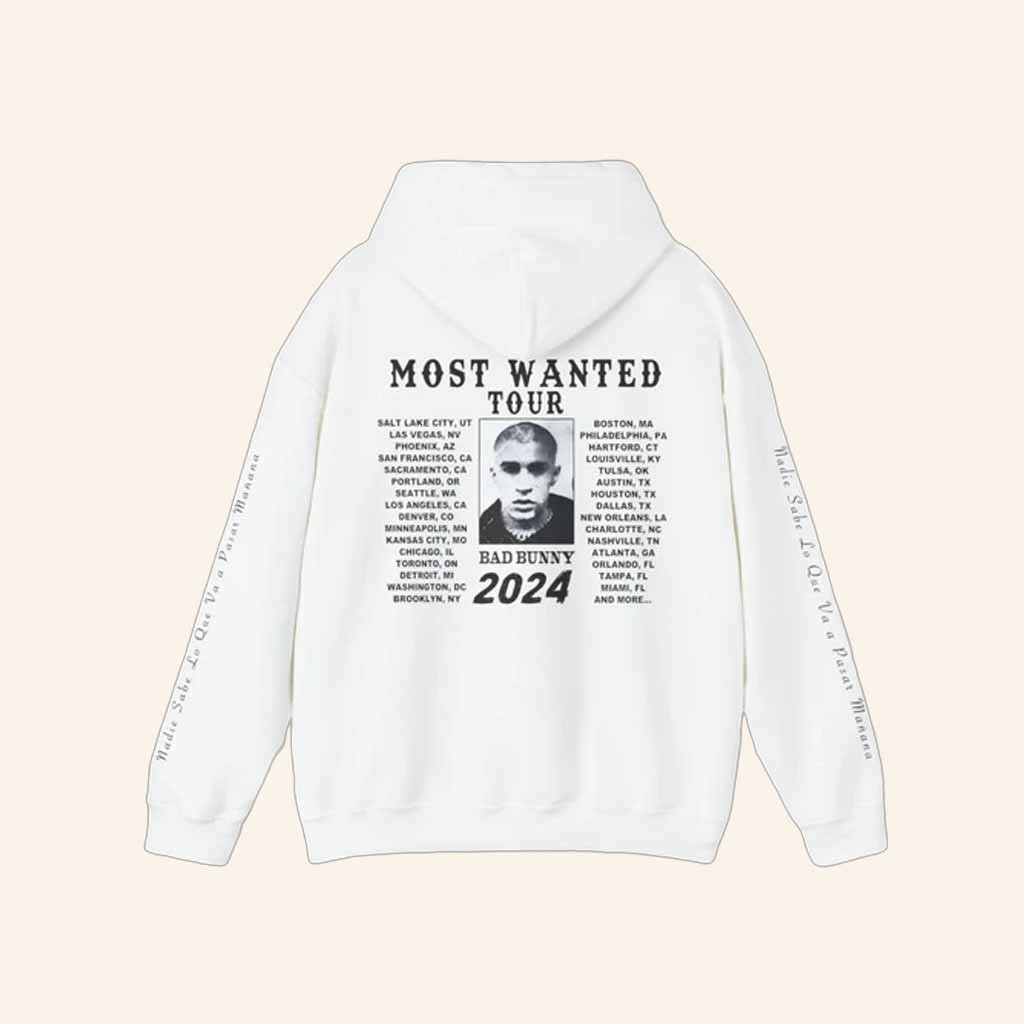 Bad Bunny Merch Signature Mugshot Tour Dates Hoodie White Christmas Gifts For Son Bad Bunny Merch Signature Mugshot Tour Dates Hoodie White Christmas Gifts For Son