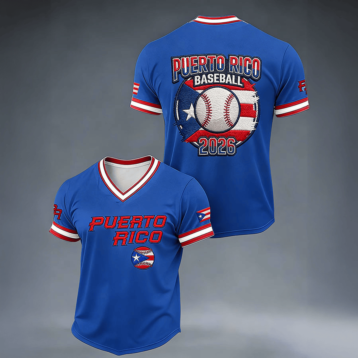 Bad Bunny Puerto Rico Baseball 2026 V-Neck Shirt Baseball Clothes Unique Gift For Bad Bunny Lovers