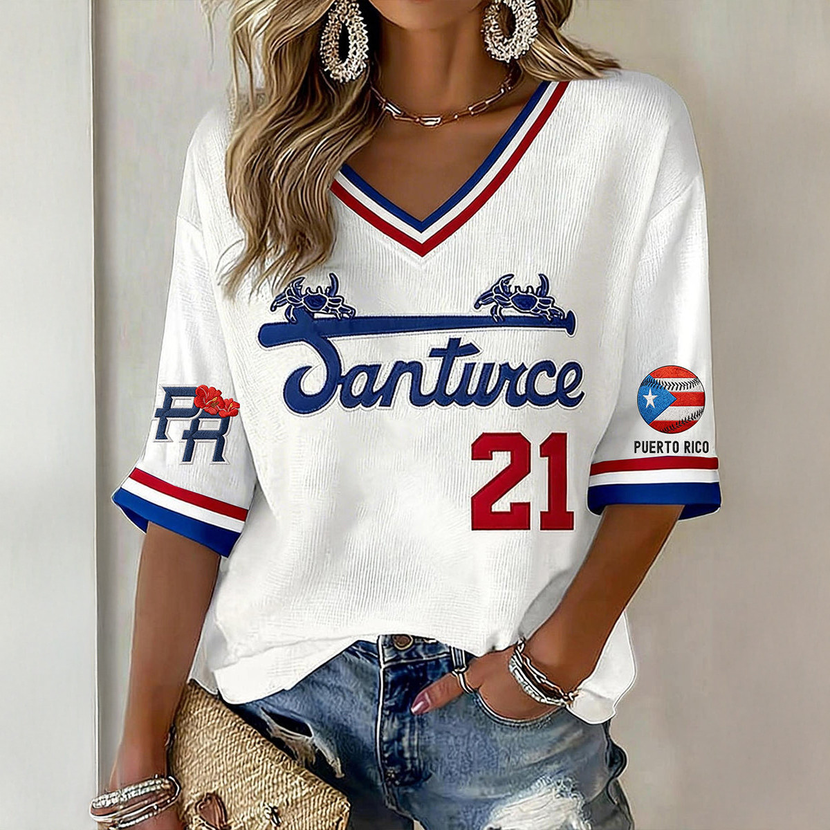 Bad Bunny Puerto Rico Baseball Jersey Santurce Cangrejeros Baseball Team Merch Fan Gift