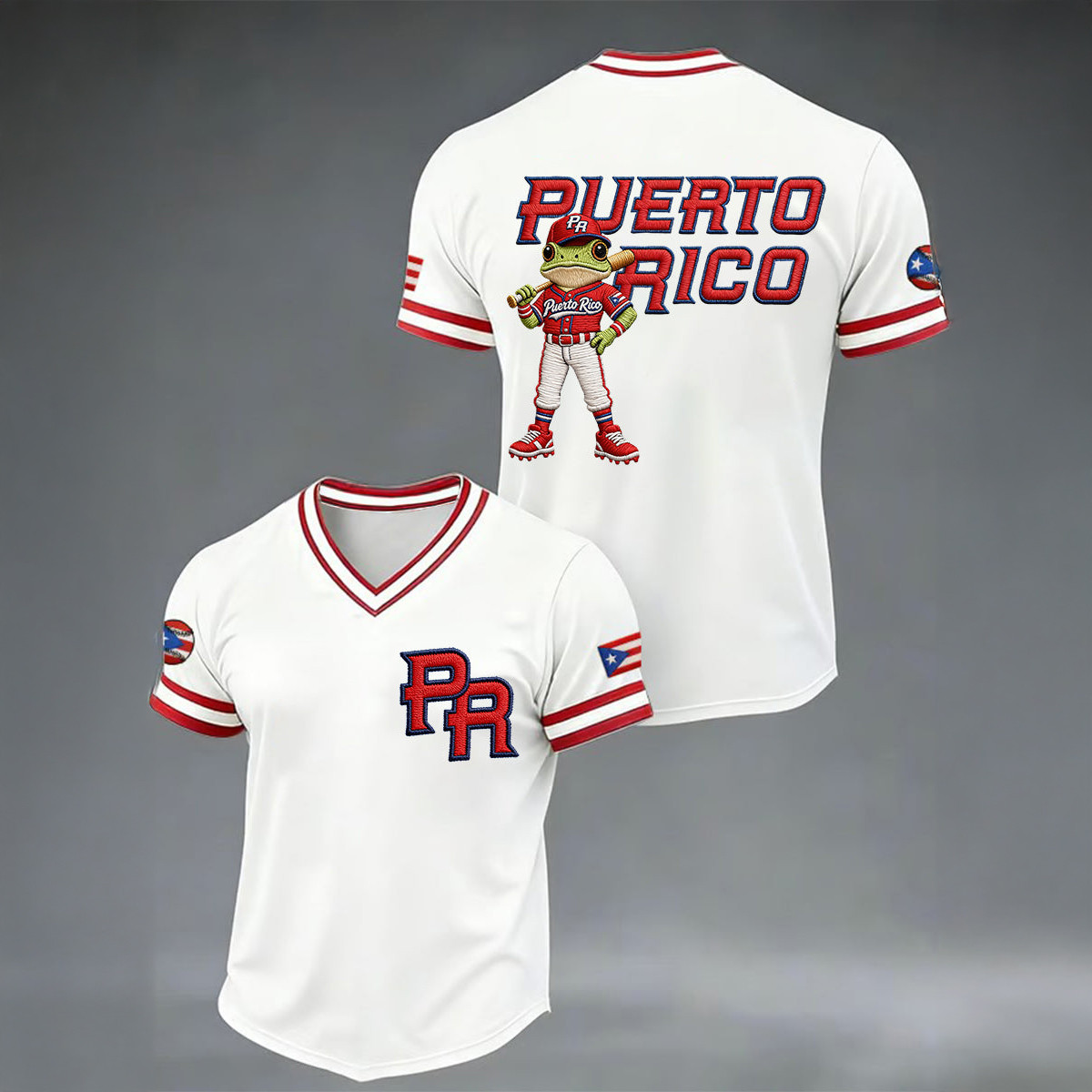 Bad Bunny Puerto Rico Baseball V-Neck Shirt Game Day Clothes Unique Gift For Bad Bunny Lover