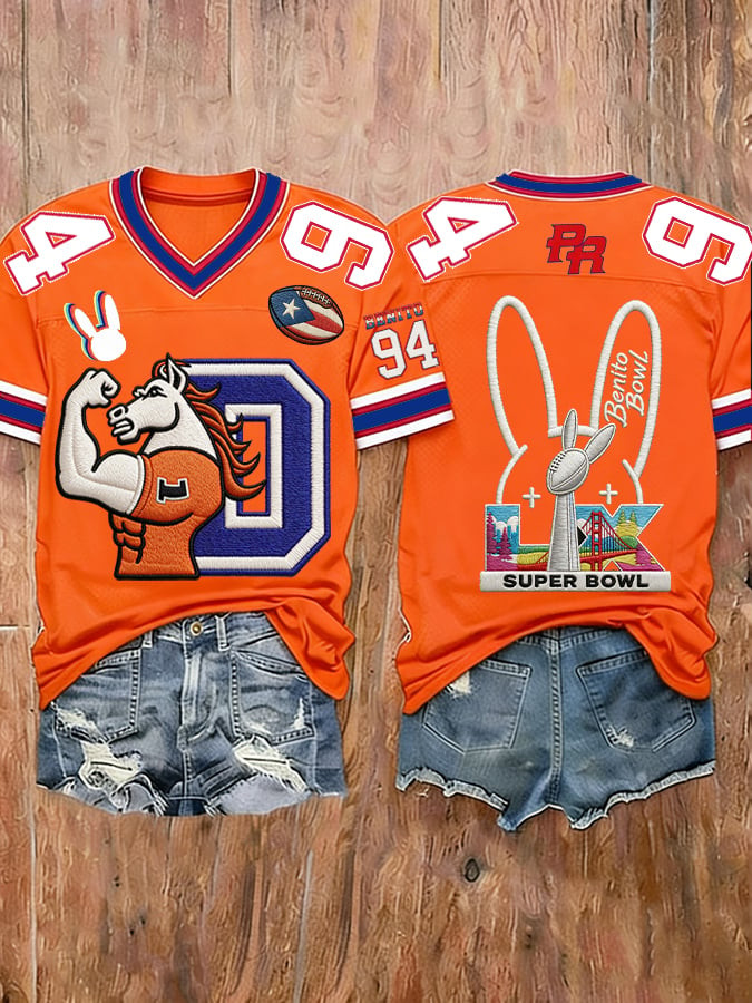 Bad Bunny Super Bowl 2026 Merch Horse Benito Bowl LX V-Neck Shirt Gifts For Football Girl
