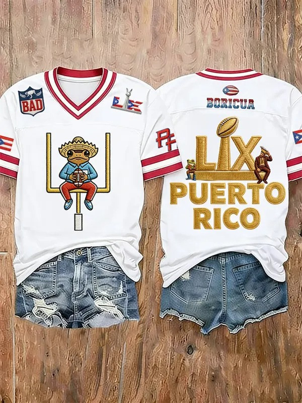 Bad Bunny Super Bowl 2026 V-Neck Shirt Halftime Show Fan Gear Trending Merch Best Gift