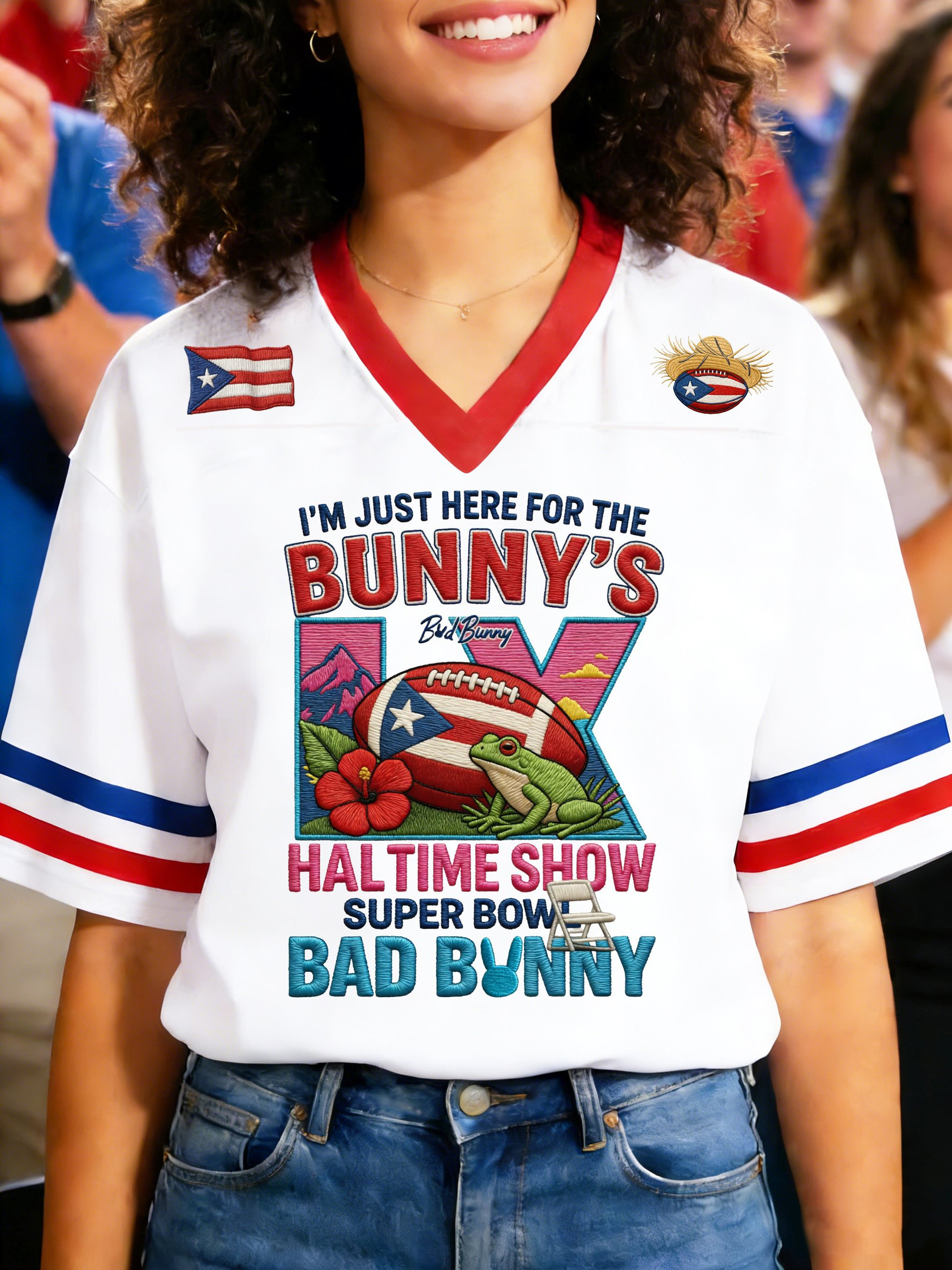 Bad Bunny Super Bowl Merch 2026 Bad Bunny Super Bowl Jersey I'm Just Here For The Bunny's