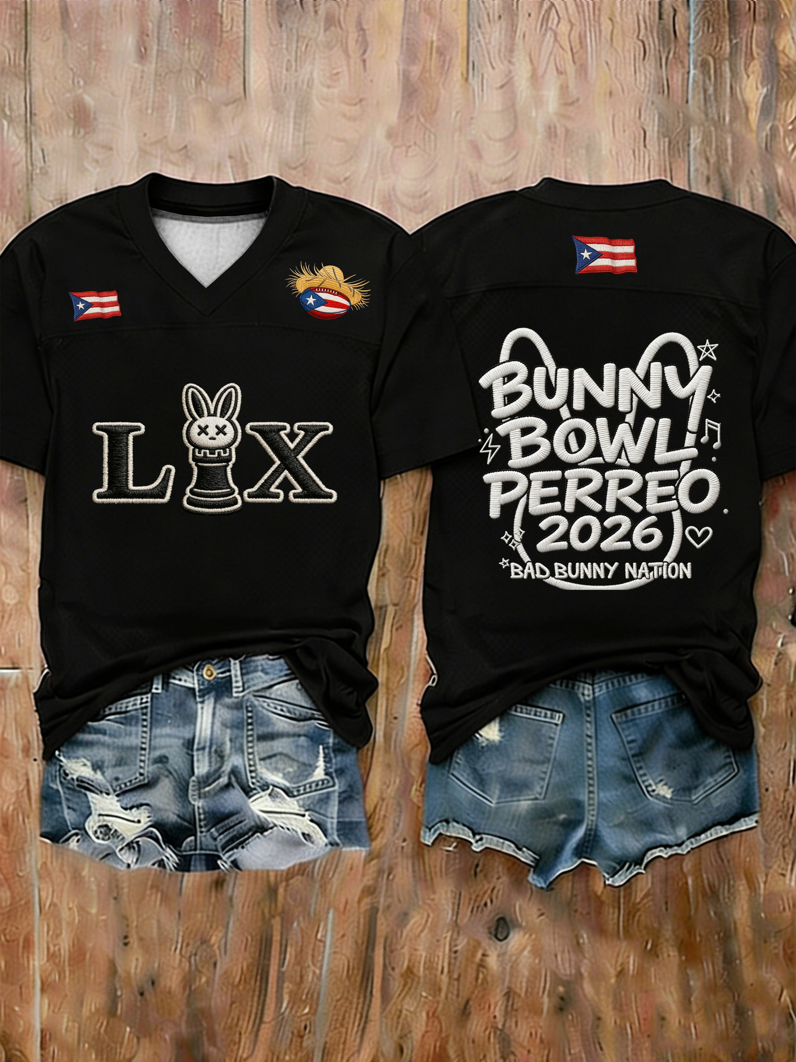 Bad Bunny Super Bowl Merch 2026 Bad Bunny V-Neck Shirt Benito Bowl Fan Gifts For Mom