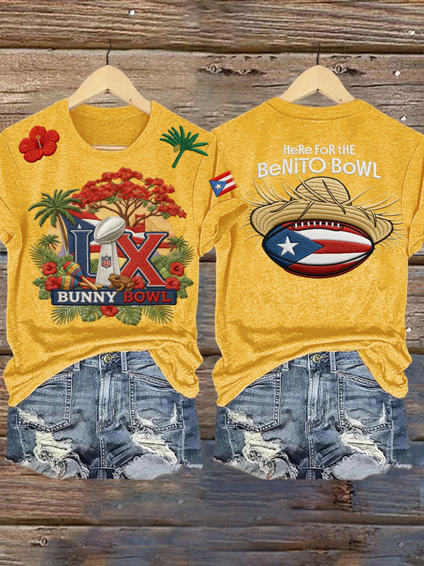 Bad Bunny Super Bowl Merch 2026 Bad Bunny V-Neck Shirt Super Bowl Shirt Here For The Benito Bowl