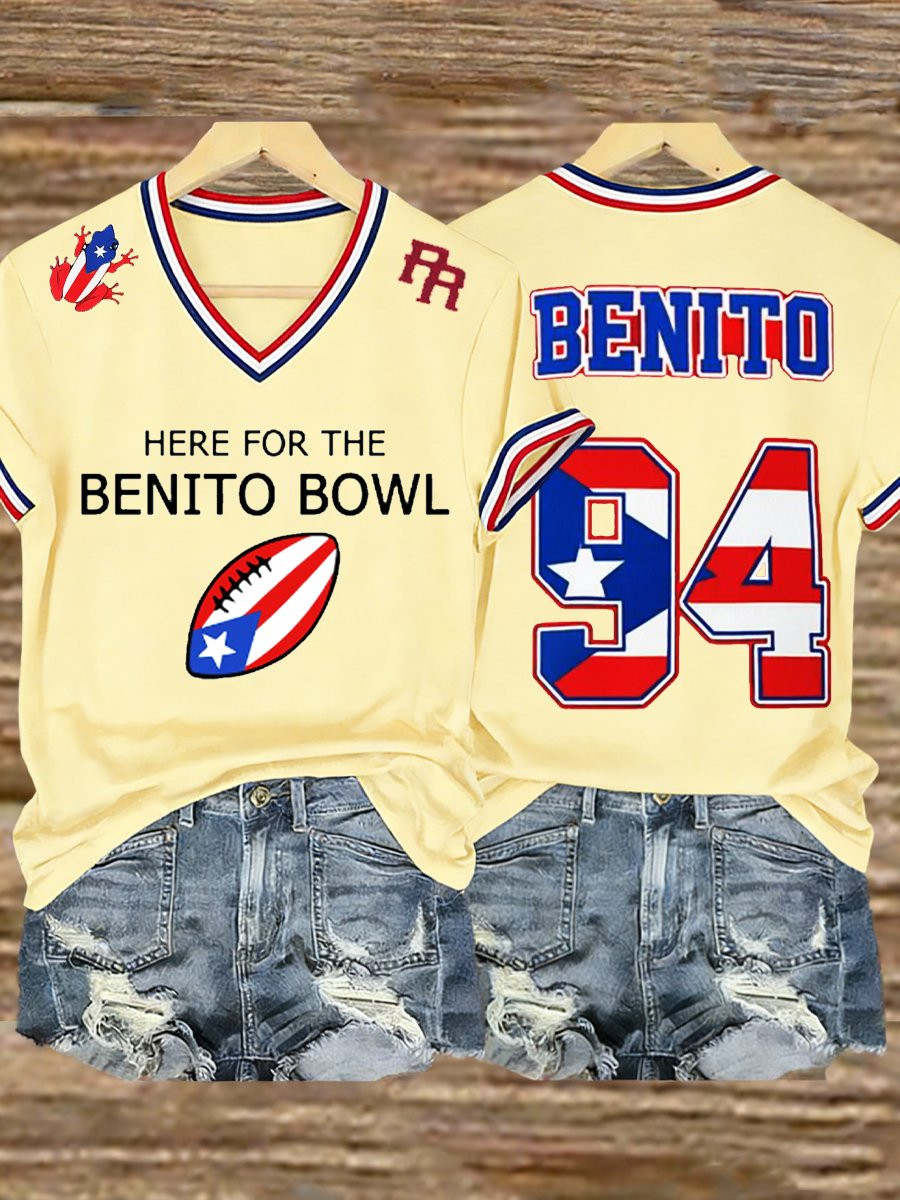 Bad Bunny Super Bowl Merch 2026 Bad Bunny V-Neck T-Shirt Here For The Benito Bowl Shirt For Fans Bad Bunny Super Bowl Merch 2026 Bad Bunny V-Neck T-Shirt Here For The Benito Bowl Shirt For Fans