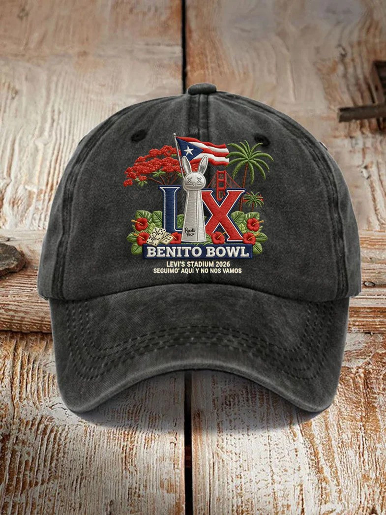 Bad Bunny Super Bowl Merch 2026 Benito Bowl Hat Embroidered Puerto Rican Football Cap