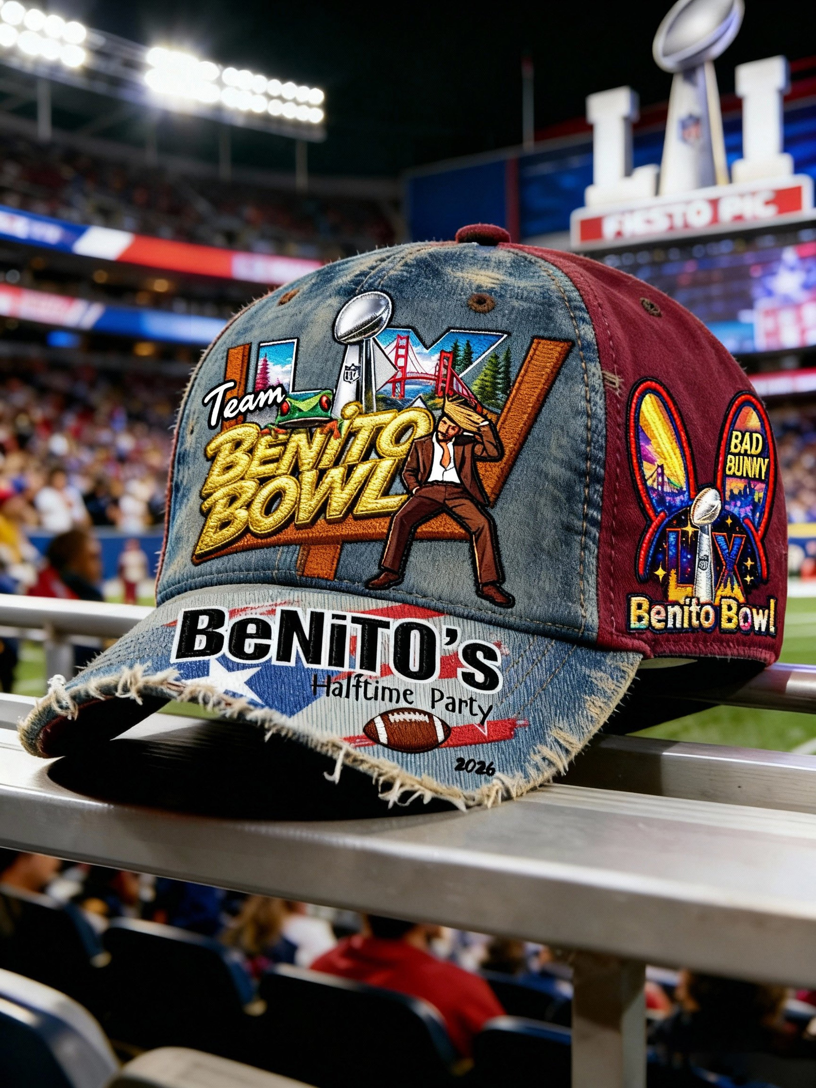 Bad Bunny Super Bowl Merch 2026 Benito Bowl Hat Puerto Rican Football Hat Bad Bunny Website