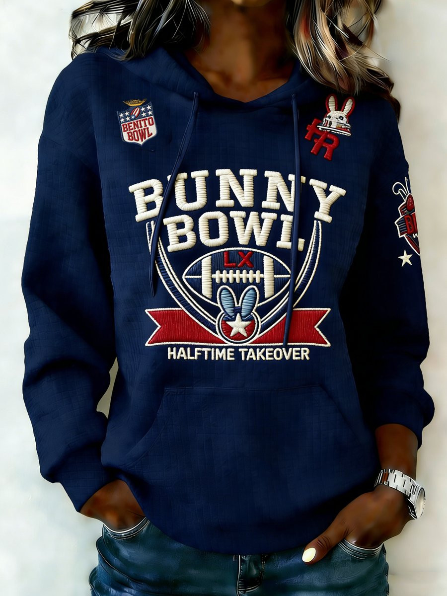 Bad Bunny Super Bowl Merch 2026 Benito Bowl Hoodie Bunny Bowl Halftime Takeover Hoodie Navy