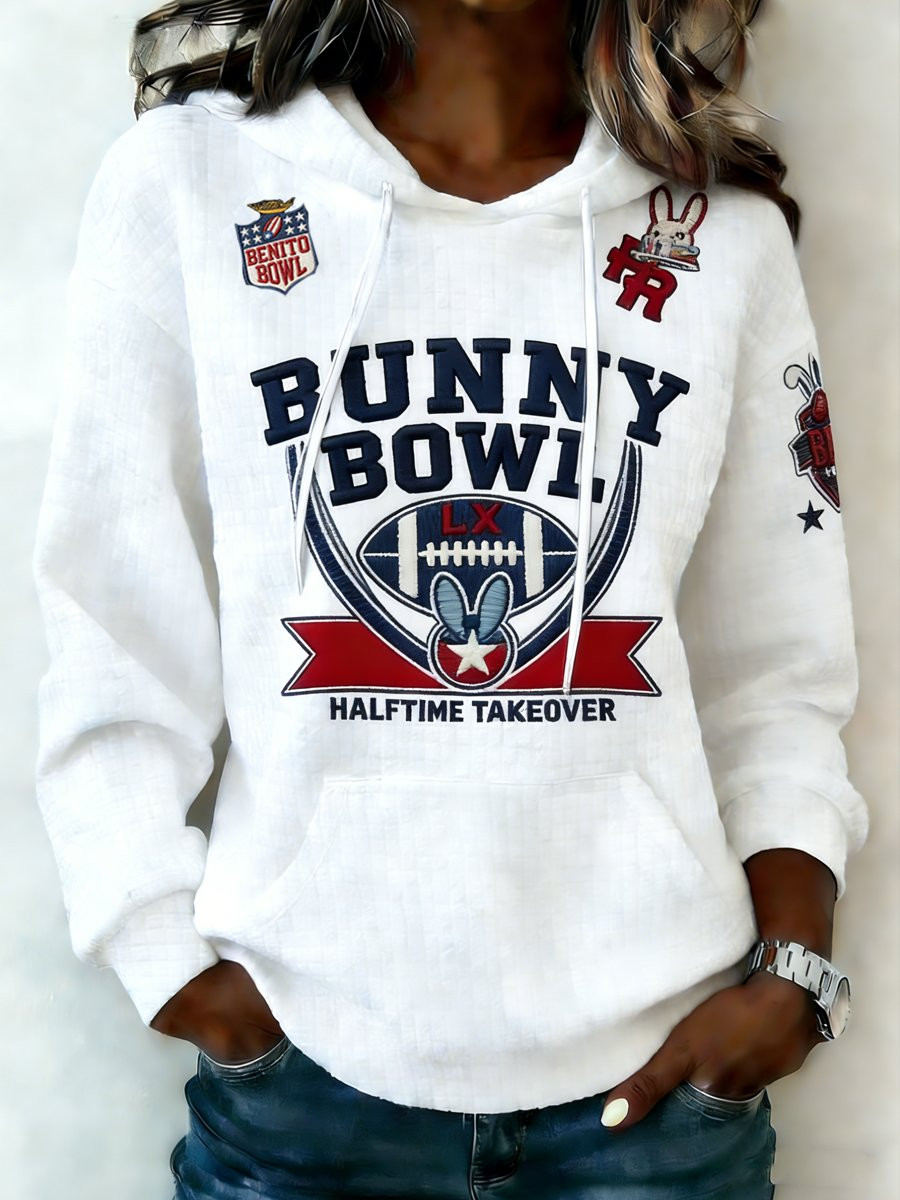 Bad Bunny Super Bowl Merch 2026 Benito Bowl Hoodie Bunny Bowl Halftime Takeover Hoodie White Bad Bunny Super Bowl Merch 2026 Benito Bowl Hoodie Bunny Bowl Halftime Takeover Hoodie White