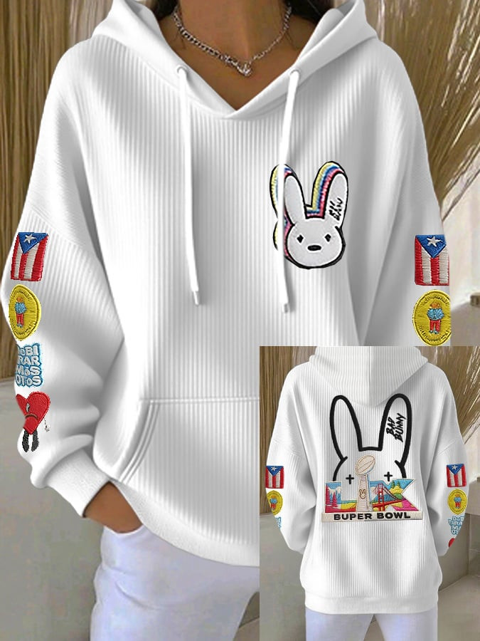 Bad Bunny Super Bowl Merch 2026 Benito Bowl Hoodie Puerto Rican Rapper Hoodie White