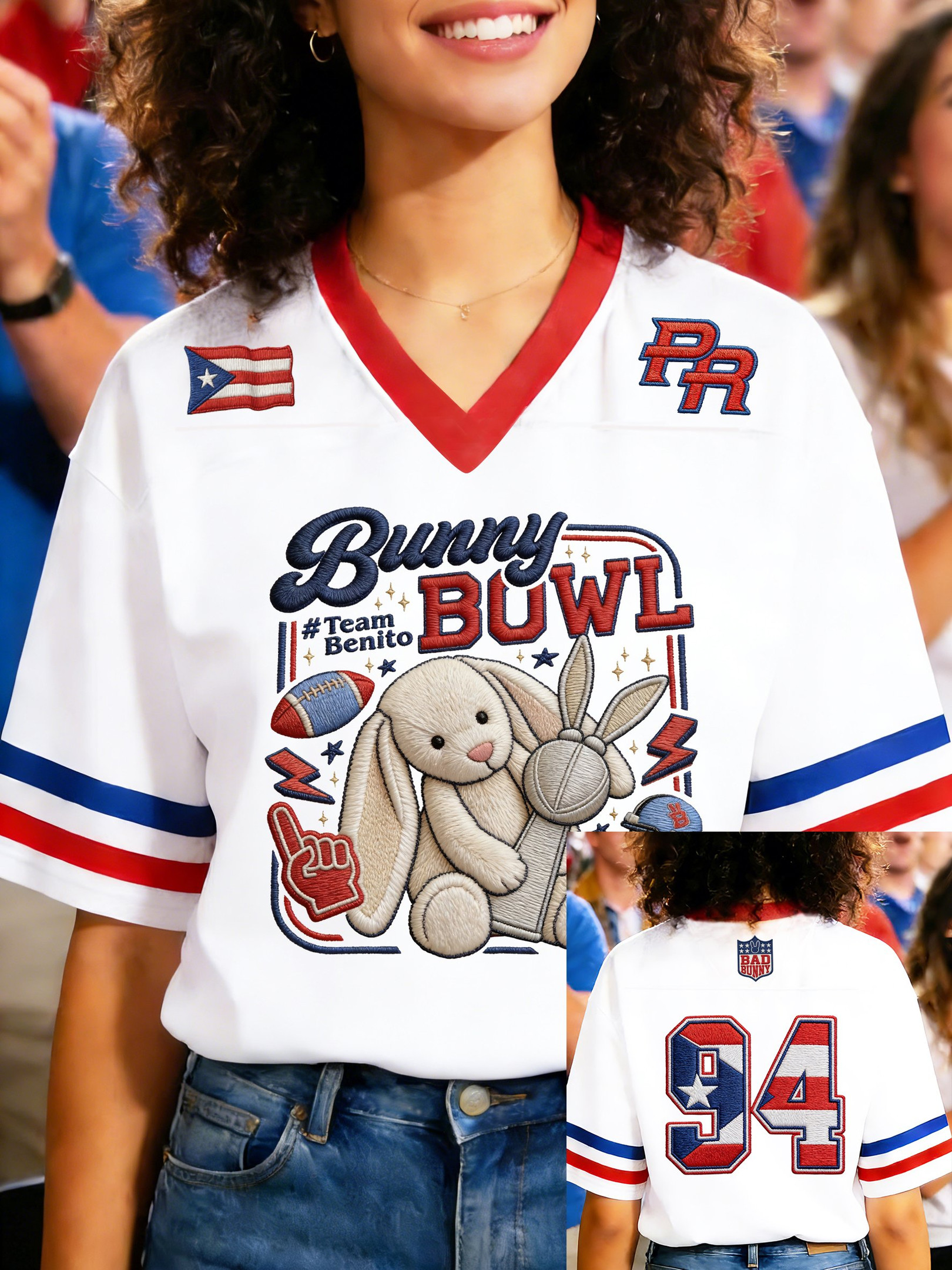 Bad Bunny Super Bowl Merch 2026 Benito Bowl Jersey Super Bowl 2026 Game Day Clothing Women's