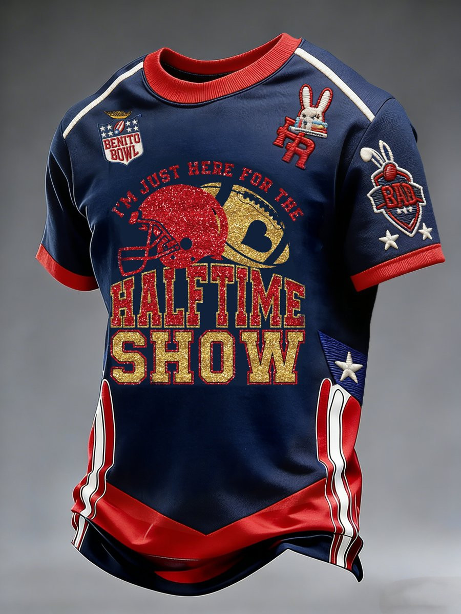 Bad Bunny Super Bowl Merch 2026 Benito Bowl T-Shirt I'm Just Here For The Halftime Show Shirt