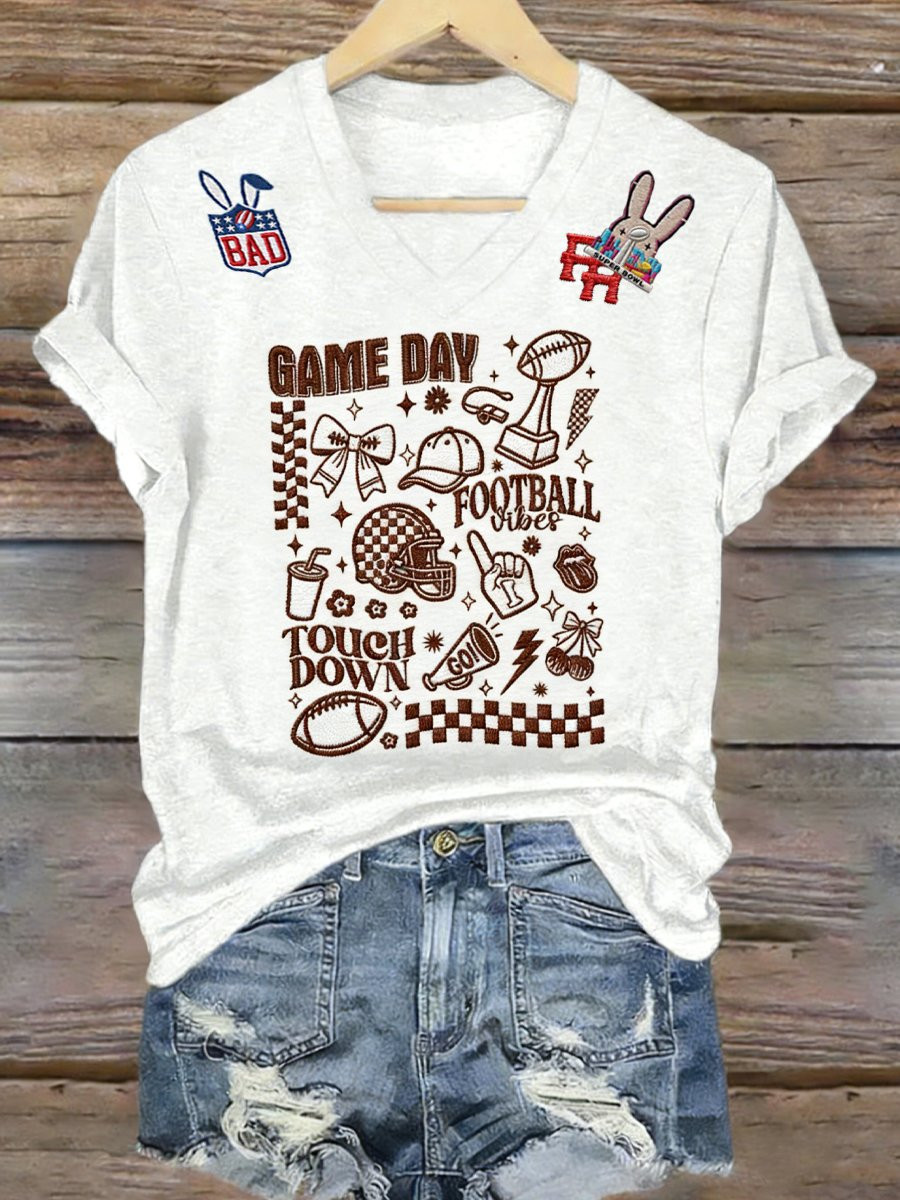 Bad Bunny Super Bowl Merch 2026 Benito Bowl V-Neck T-Shirt Game Day Gifts For Mother