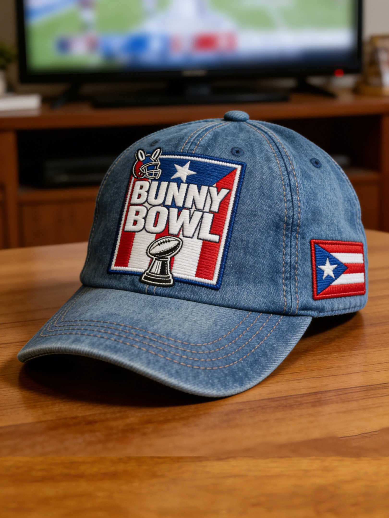 Bad Bunny Super Bowl Merch 2026 Bunny Bowl Embroidered Puerto Rican Football Cap