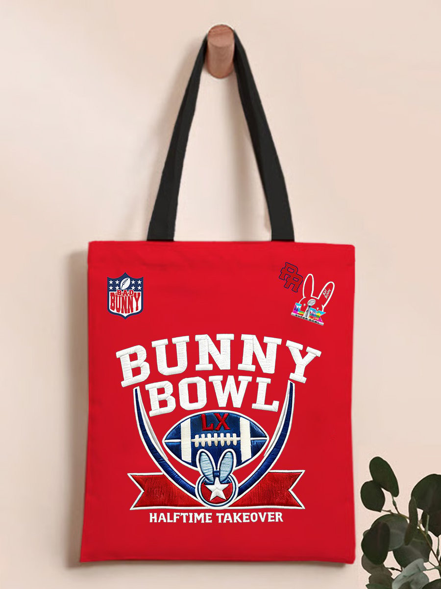 Bad Bunny Super Bowl Merch 2026 Bunny Bowl LX Tote Bag Halftime Takeover Football Merch Bad Bunny Super Bowl Merch 2026 Bunny Bowl LX Tote Bag Halftime Takeover Football Merch