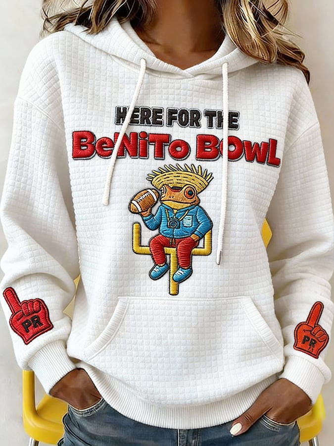 Bad Bunny Super Bowl Merch 2026 Here For The Benito Bowl Hoodie Bad Bunny Super Bowl Hoodie White