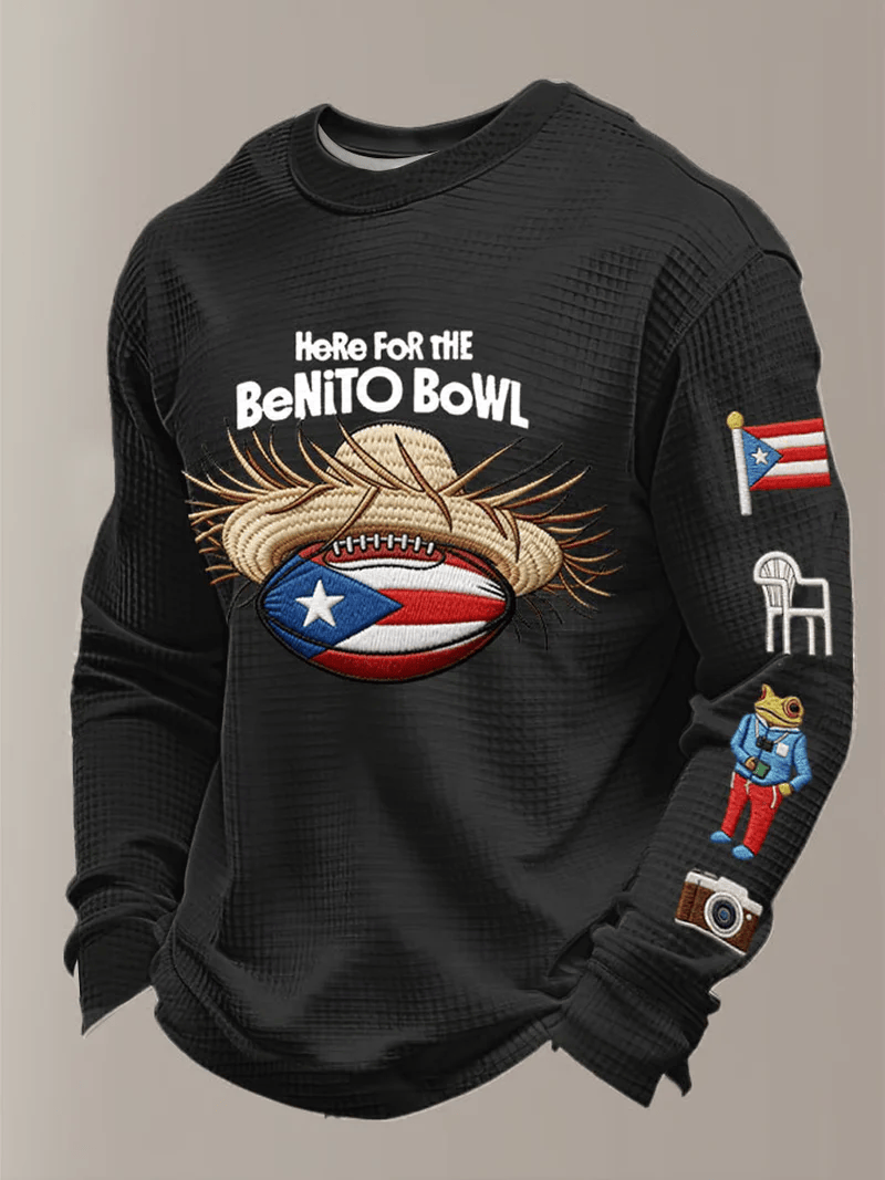 Bad Bunny Super Bowl Merch 2026 Here For The Benito Bowl Long Sleeve Shirt Game Day Gifts