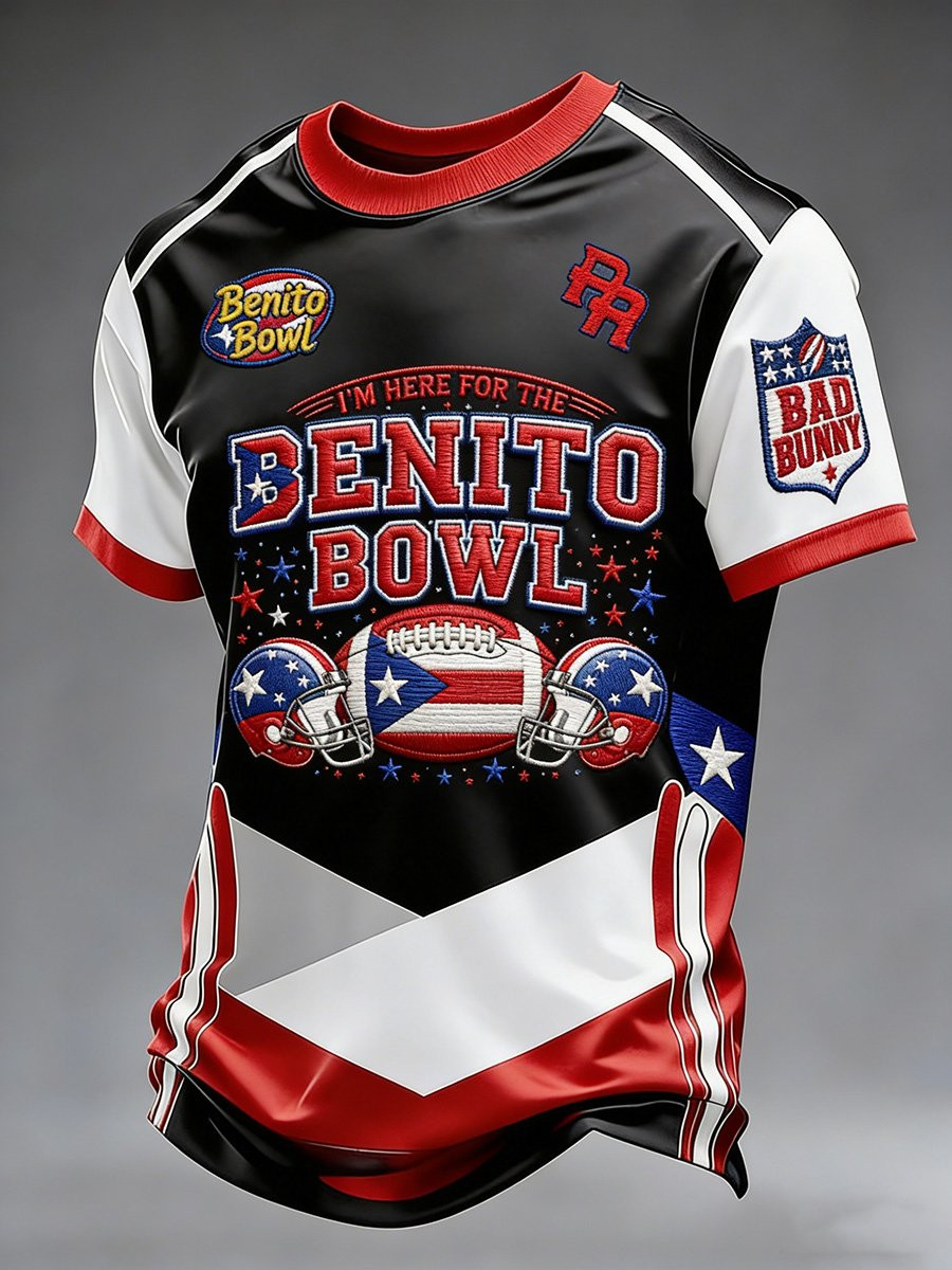 Bad Bunny Super Bowl Merch 2026 Here For The Benito Bowl Shirt Football Related Gifts For Dad
