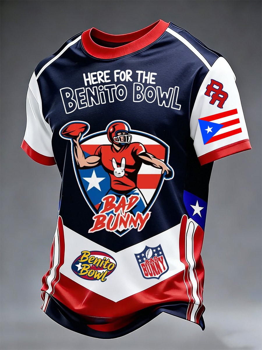 Bad Bunny Super Bowl Merch 2026 Here For The Benito Bowl T-Shirt Football Gifts For Men Bad Bunny Super Bowl Merch 2026 Here For The Benito Bowl T-Shirt Football Gifts For Men